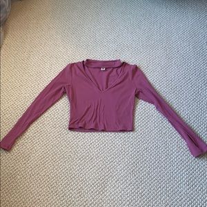 Dark pink long sleeve crop top